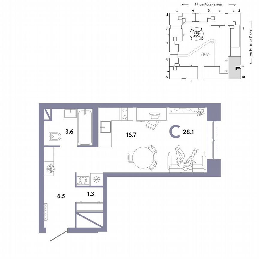 Квартира-студия, 28,1 м², 11/33 эт.
