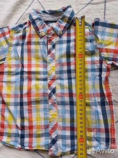 Нарядная яркая рубашка с коротким рукавом 92р