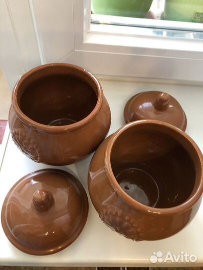 Горшок для запекания керамика обливная