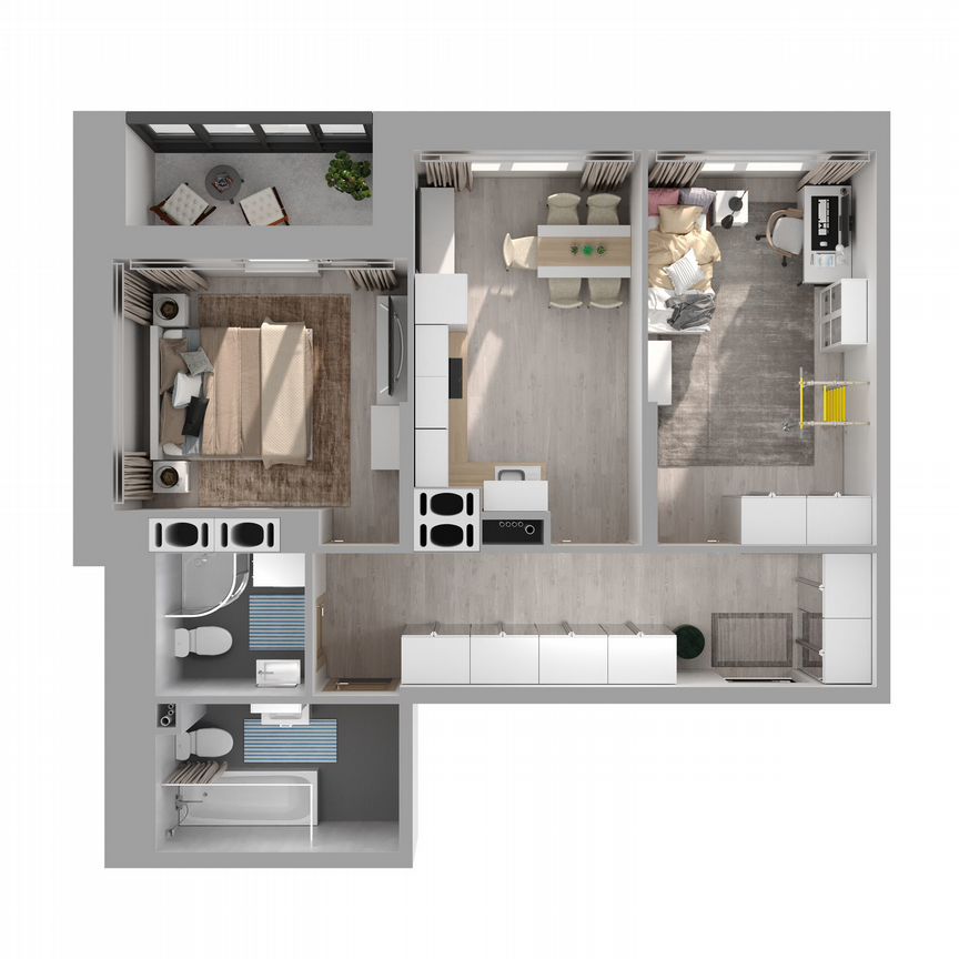 2-к. квартира, 55,3 м², 23/27 эт.