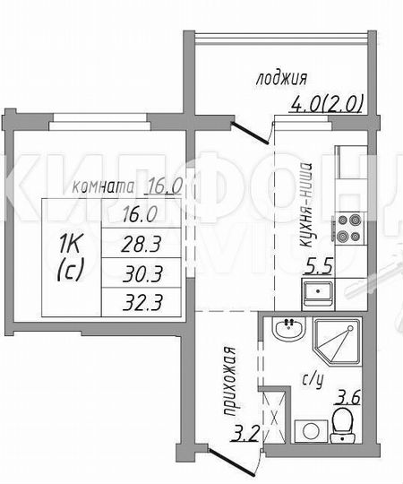 1-к. квартира, 30,3 м², 12/17 эт.
