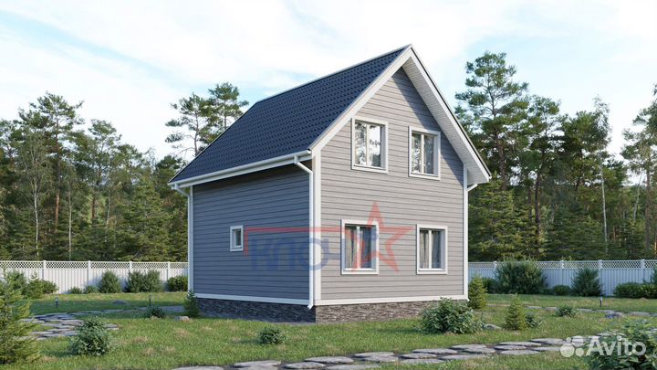 Каркасный дом 6х7м, 84м², 2 этажа / Таруса