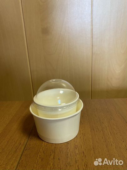 Бумажная креманка для мороженого, палочки и ложки