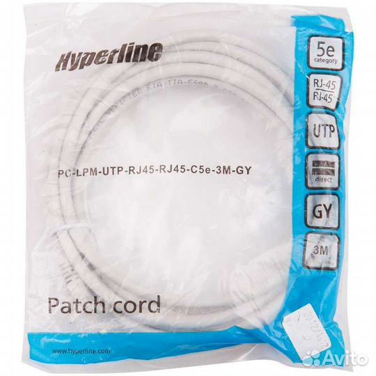 Интернет кабель hyperline 5e/6, патч корды