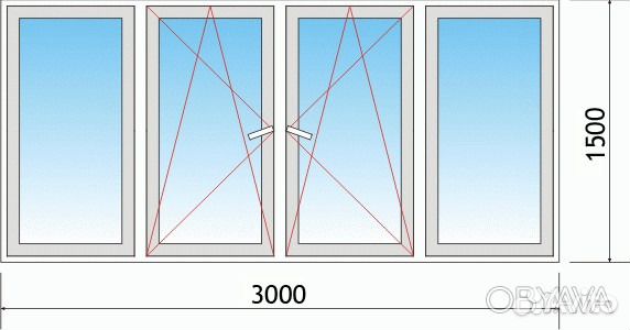 Окна на лоджию с шириной 3000 высотой 1500