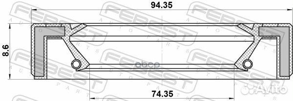 Сальник коленчатого вала 95GAY76940909L Febest