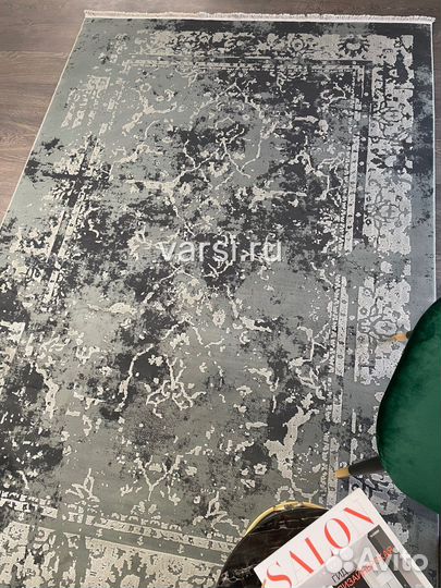 Ковер серый графит и стальной 250 на 350