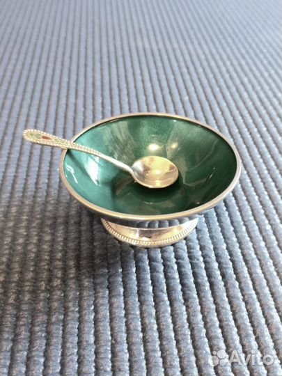 Серебро 916 проба эмаль солонка СССР раритет 1958