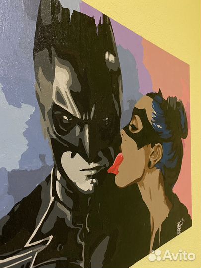 Картина на холсте.Бэтмен и Женщина-Кошка