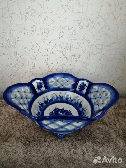 Ваза для фруктов гжель