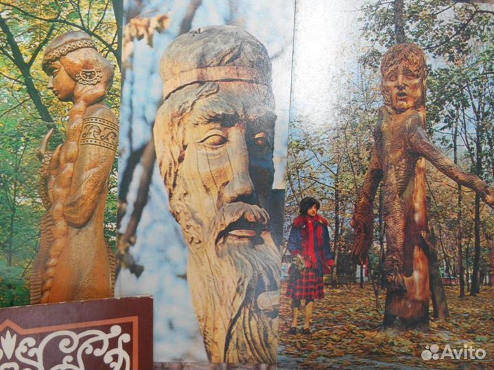 Открытки набор СССР резьба по дереву сказка