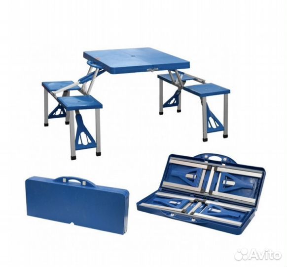 Стол складной со скамейками в чемодане, новый