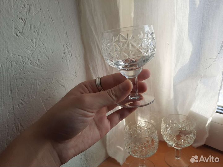 Бокалы малые хрустальные 3 шт. Хрусталь СССР