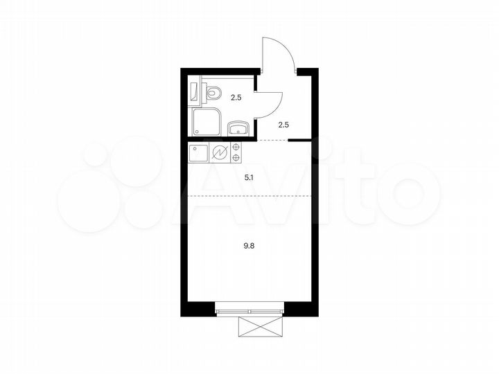 Квартира-студия, 19,9 м², 25/33 эт.