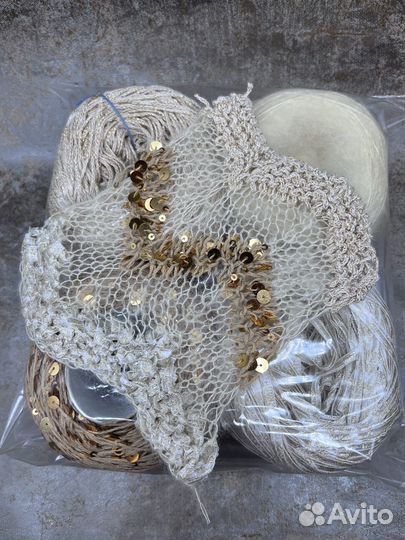 Пряжа набор для вязания палантина зиг-заг