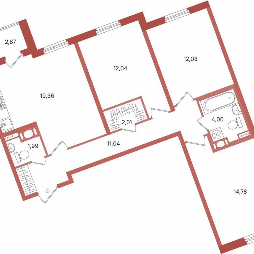 3-к. квартира, 78,7 м², 11/11 эт.