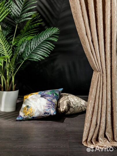 Шторы мрамор, бежевый