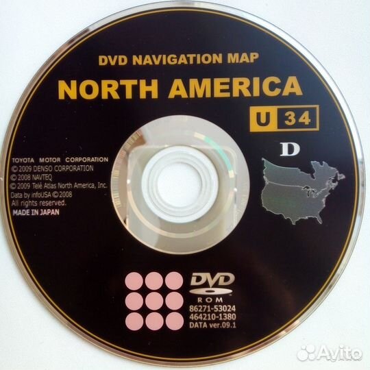 Загрузочный диск навигации U34 и U99 MAP Toyota