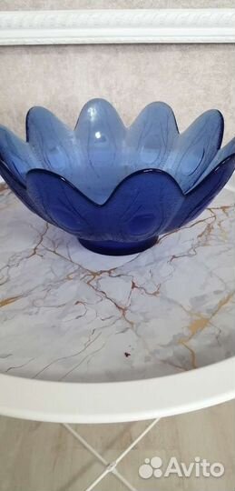 Ваза для фруктов цветное стекло СССР