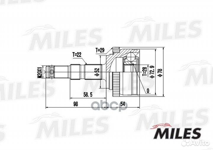 GA20356 miles ШРУС наружний (ABS) GA20356 Miles