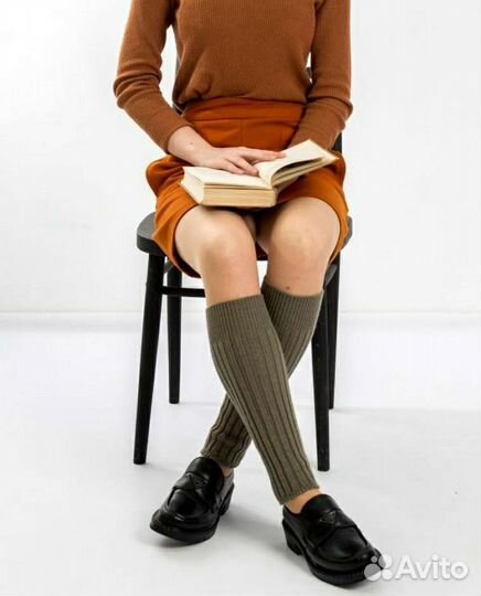 Новые шерстяные женские гетры цвет хаки
