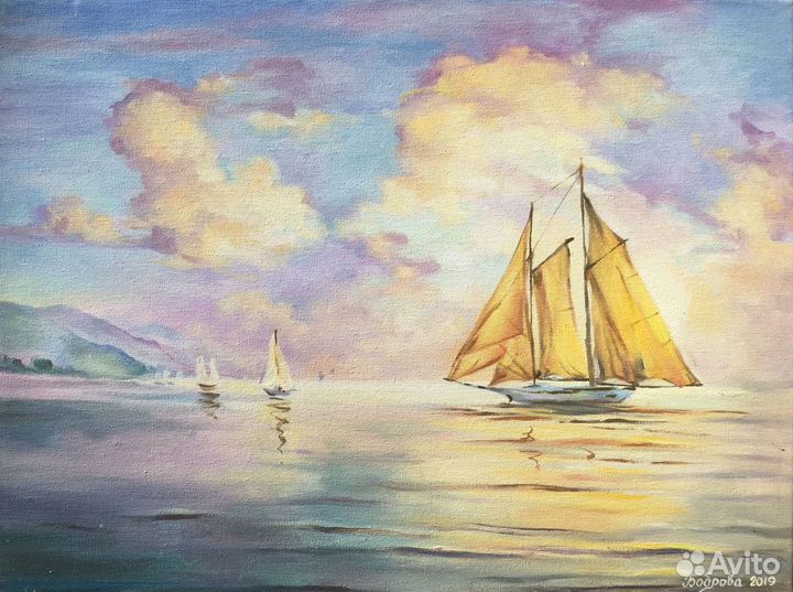 Картина маслом на холсте море