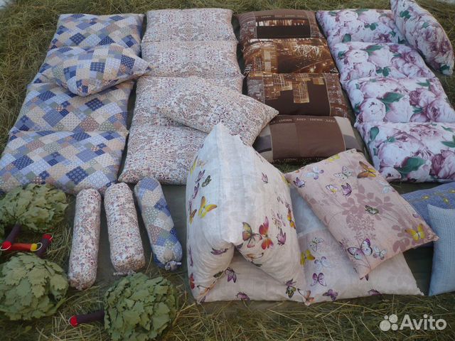 Подушки с сеном,матрасики,валики для отдыха / бани