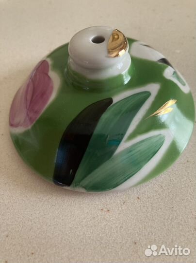 Крышка фарфоровая от чайника Дулево Георгин Астры