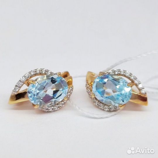 Золотые серьги с топазом