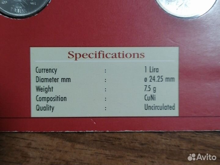 Мальта 5 набор монет 2005 1 лир папа Иоанн Павел 2
