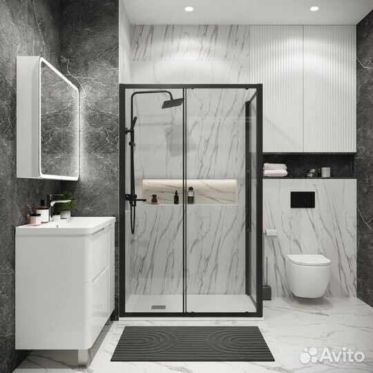 Душ.огр. Cosmo (10080195) черн мат, прозр стекло