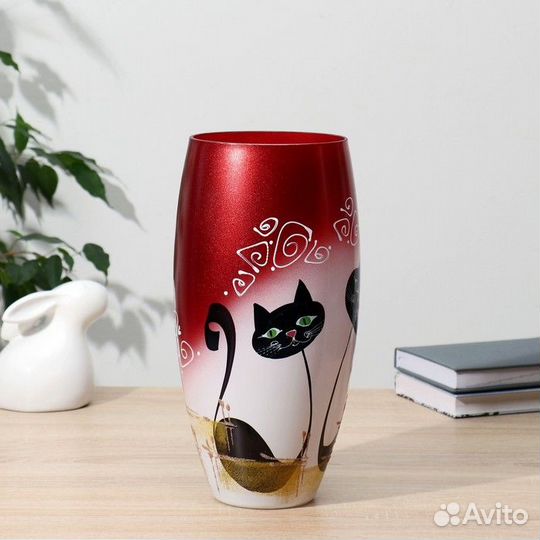 Ваза 'Котики' d-12.5см, 30 х14 см
