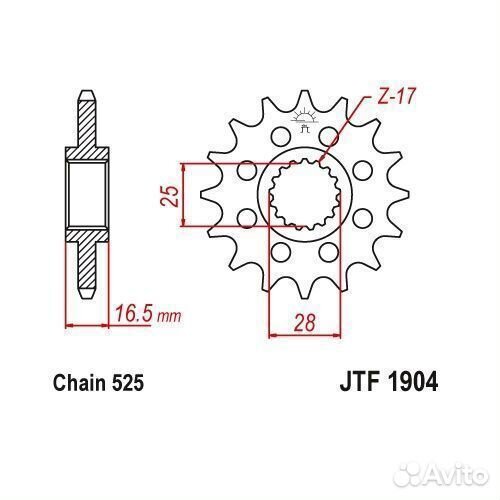 JT Звезда цепного привода JTF1904.15