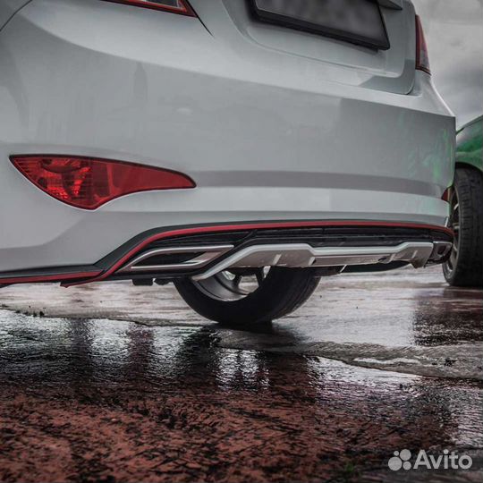 Юбка заднего бампера zeus для Hyundai Solaris рест