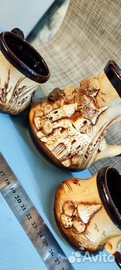 Турка для кофе керамическая + 2 чашки