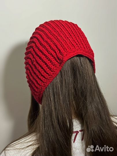 Чепчик вязанный, ретро косынка