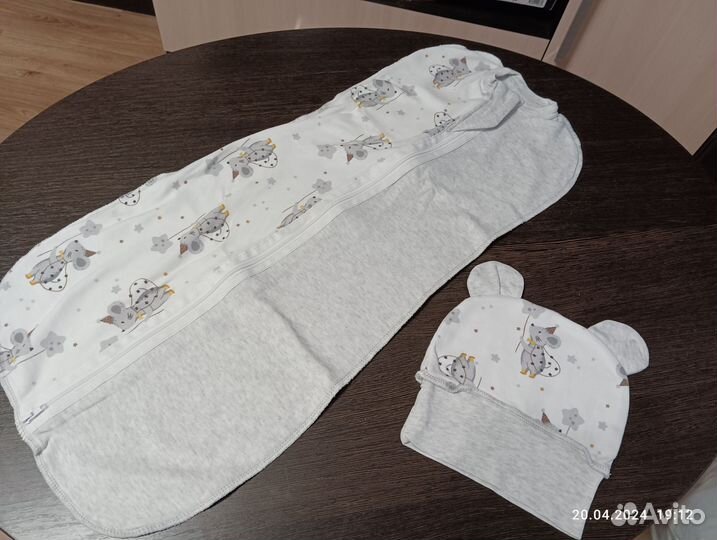 Пеленка-кокон с шапочкой