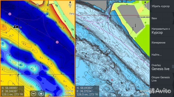 Карта глубин C-map и Navionics для Lowrance 2 в 1