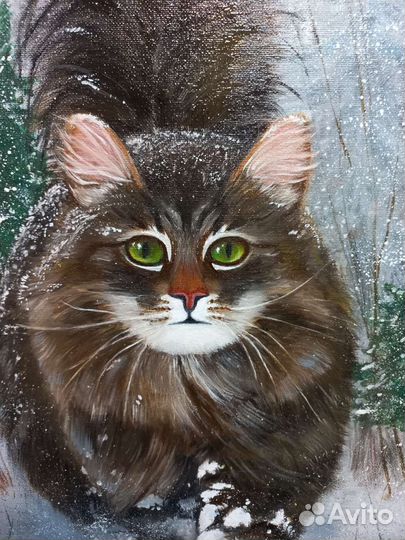 Картина маслом,Лесной кот
