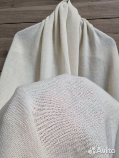 Вязаный шарф меринос белый молочный