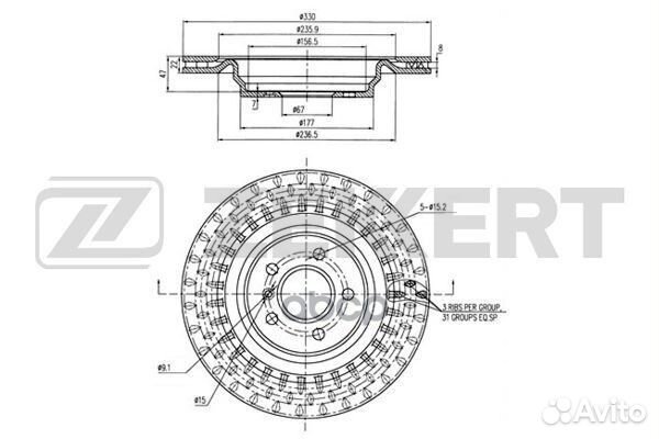 Диск торм. зад. MB GLE (166 292) 15- M-Class