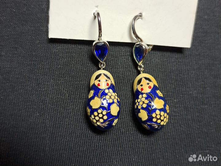 Серьги Матрешки серебро