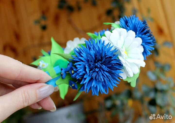 Ободок васильки ромашки