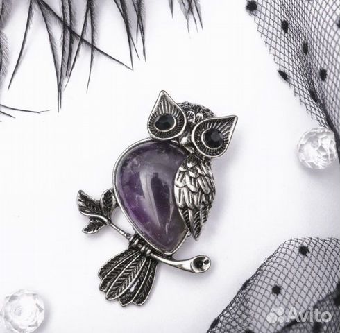 Брошь-подвеска сова на ветке 