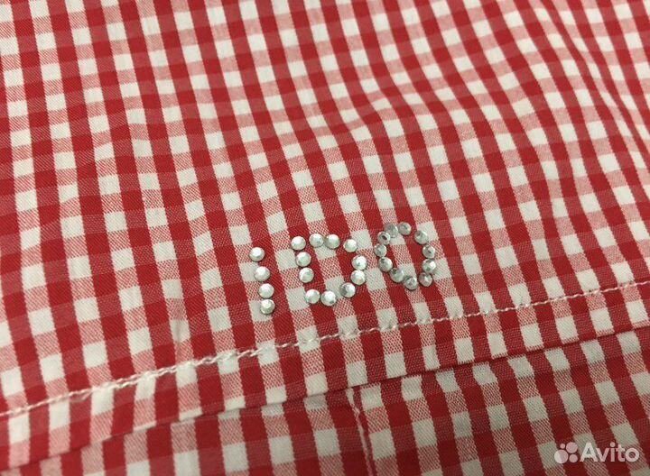 Рубашка-туника красная в клеточку, 4 года