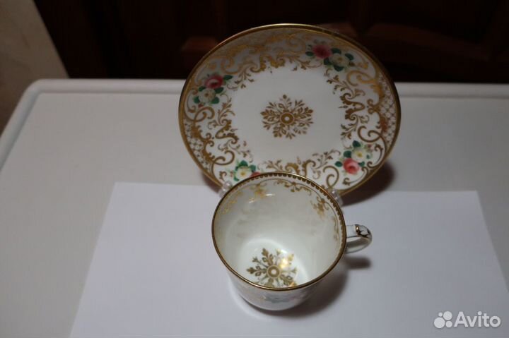 Чайная пара до 1917 г. Ручная роспись. Отличная