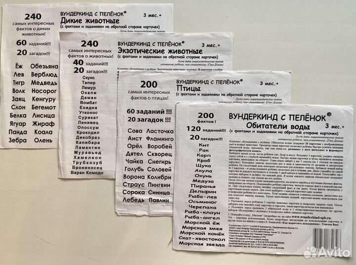 Развивающие карточки Вундеркинд