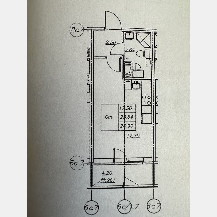 Квартира-студия, 24,9 м², 7/23 эт.