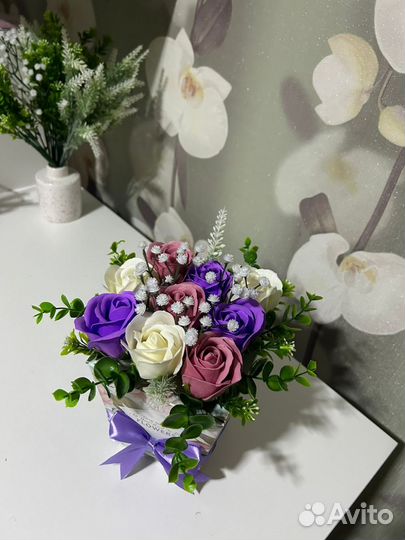 Мыльные розы в коробке