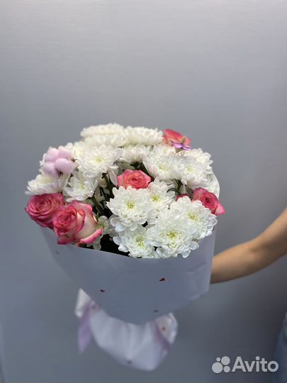 Цветы/букет из хризантемы и розы